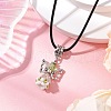 Angel Glass Sead Beaded Pendant Necklaces NJEW-MZ00094-03-1