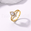 Brass Micro Pave Cubic Zirconia Double Layer Finger Rings IQ6889-3-5