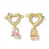 Brass Pave Clear & Pink Cubic Zirconia Connector Charms KK-P223-40G-1