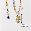 Hip-hop Trendy Brass Enamel Chain Colorful Evil Eye Hamsa Hand Pendant Necklaces for Women BC1490-1