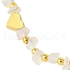 Natural Rose Quartz Chip & Heart Brass Braided Bead Bracelets BJEW-JB10592-3
