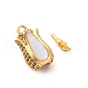 Brass & Clear Cubic Zirconia & Black Lip Shell Epoxy Resin Box Clasps KK-P291-35G-2