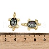 Brass Pave Natural Paua Shell Tortoise Connector Charms KK-C093-21G-3