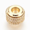 Brass Cubic Zirconia European Beads KK-P150-36G-1