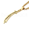 Sword Knife 304 Stainless Steel Hollow Scimitar Pendant Necklaces for Women and Men NJEW-F324-10G-1