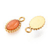 304 Stainless Steel Pave Stone Oval Charms STAS-N112-16G-2