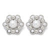 Flower Brass ABS Imitation Pearl Stud Earrings EJEW-M082-09P-2