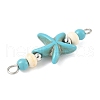 Dyed Synthetic Turquoise Starfish Rondelle Round Beaded Connector Charms PALLOY-JF04015-01-5