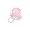 Dyed Natural Selenite Copper Wire Wrapped Round Pendants PALLOY-JF03771-02-5