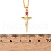 Religion Brass Pave Deep Pink Cubic Zirconia Jesus Cross Pendant Necklaces NJEW-L184-01G-5