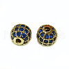 CZ Brass Micro Pave Grade AAA Blue Color Cubic Zirconia Round Beads KK-O065-6mm-03G-NR-1