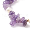 Natural Amethyst Chips & Pearl Beaded Slider Bracelet BJEW-JB08334-04-4