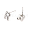 Brass Hollow Out Initial Letter Stud Earrings for Women EJEW-A044-01P-R-2