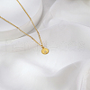 Simple Stainless Steel Pave Clear Cubic Zirconia Flat Round Pendant Necklaces for Women's Daily Wear AQ5900-2-5