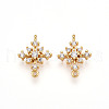 Brass Micro Pave Clear Cubic Zirconia Connector Charms KK-T074-52G-1