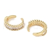 Rectangle Brass Cubic Zirconia Cuff Earrings for Women EJEW-E310-09G-2