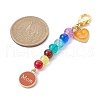 Mother's Day Flat Round with Word Mom & Heart Alloy Enamel Pendant Decorations HJEW-JM01510-03-3