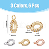 HOBBIESAY 6Pcs 3 Colors Brass Cubic Zirconia Enhancer Shortener Bails ZIRC-HY0001-11-2