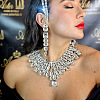 Rectangle & Flat Round Alloy with Crystal Rhinestone Pendant Necklace & Stud Earring FS-WGA507D-01-1