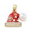 Christmas Theme Brass Micro Pave Cubic Zirconia Pendants KK-F877-30G-02-1