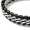 Leather & 304 Stainless Steel Braided Curb Chains Cord Bracelet with Magnetic Clasp for Men Women BJEW-C021-19-4