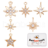 Beebeecraft 12Pcs 6 Styke Long-Lasting Plated Brass Micro Pave Clear Cubic Zirconia Charms KK-BBC0001-62-1