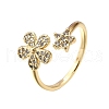 Brass Micro Pave Clear Cubic Zirconia Cuff Rings for Women RJEW-H247-20G-4