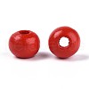 Spray Painted Round Natural Schima Wood Beads WOOD-A018-6mm-07-2