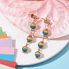 Resin Stripe Beaded Dangle Stud Earrings EJEW-JE05632-2