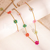 Flower Stainless Steel Glass Beaded Bracelets & Necklaces Sets for Women FN9236-1-4