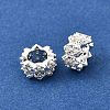 Wave Flat Round Brass Micro Pave Cubic Zirconia European Beads KK-K300-07A-S-2