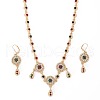 Flat Round & Teardrop Alloy with Rhinestone Pendant Necklaces & Hoop Earrings Sets FS-WG15CFD-02-4