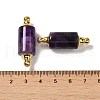 Natural Amethyst Connector Charms G-Z039-01G-02-3