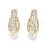 Rack Plating Brass Micro Pave Cubic Zirconia Stud Earring EJEW-C081-22G-1