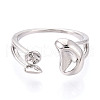 Moon Brass Cuff Ring Settings KK-T076-40P-2