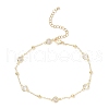 304 Stainless Steel & Brass Clear Cubic Zirconia Chain Anklets for Women AJEW-AN00688-2