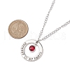 3Pcs 3 Styles Flat Round Forever in My Heart Alloy Glass Pendant Necklaces NJEW-JN05018-3