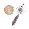 5Pcs Copper Wire Wrapped Natural Lapis Lazuli & Quartz Crystal & Rose Quartz & Green Aventurine & Amethyst Big Pendants PALLOY-JF03640-2
