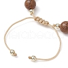 Adjustable Dyed Synthetic Turquoise & Coconut & Wood & Pearl Braided Bead Bracelets BJEW-JB10721-02-4