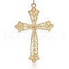 Shining Golden Plated Alloy Rhinestone Cross Big Pendants Necklace Charms RB-J206-28G-2