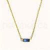 Birthstone Style Brass Cubic Zirconia Baguette Pendant Necklaces for Women FS-WGDF12C-09-1