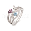 Brass Micro Pave Cubic Zirconia Finger Rings for Women RJEW-C129-05P-4