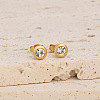 Flat Round 304 Stainless Steel Pave Clear Cubic Zirconia Link Bracelets & Stud Earrings & Pendant Necklaces FS-WG23E56-01-4