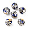 Platinum Plated Alloy Rhinestone Beads FIND-E046-07P-1