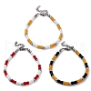 304 Stainless Steel Beaded Bracelets for Women BJEW-M056-05P-2