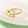 Brass Micro Pave Clear Cubic Zirconia Cuff Rings for Women RJEW-U047-15G-2