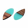 Transparent Resin & Walnut Wood Pendants RESI-N025-031-C04-3