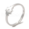 Non-Tarnish 304 Stainless Steel Flower Adjustable Ring for Women RJEW-M149-03P-1