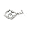 304 Stainless Steel Pave Natural Shell Flower Pendants STAS-C103-12P-2