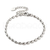 201 Stainless Steel Rugby Beaded Chain Bracelets BJEW-G696-01B-P-1